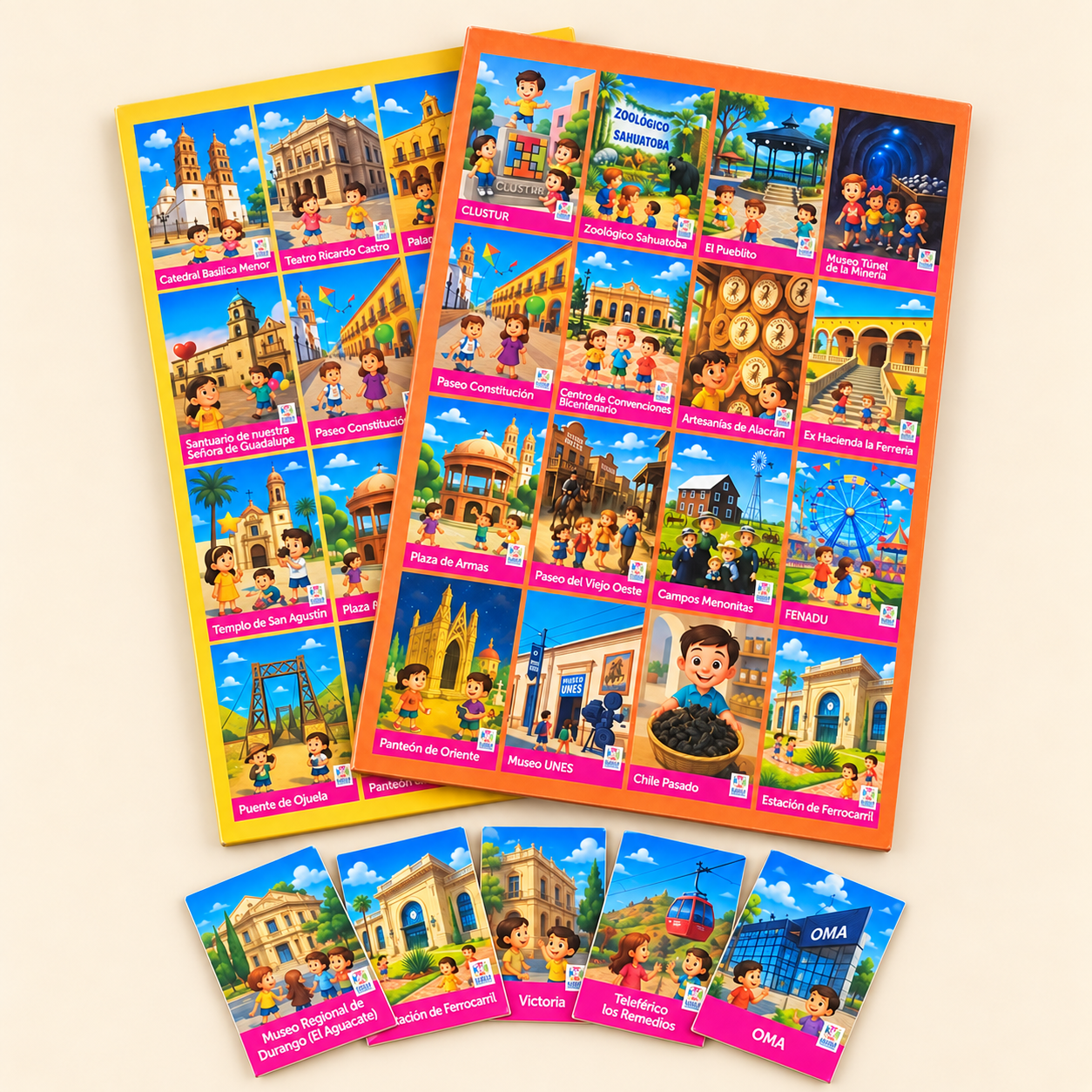 Cartas y tablero de la Lotería Durango